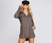 Say It With Fray Plaid Tunic