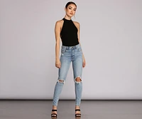 Sidebar Mock Neck Bodysuit