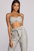 Linen Stripe Crop Top