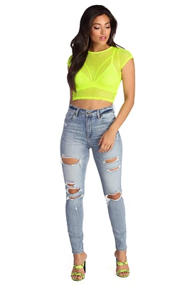 Caught Neon Mesh Top