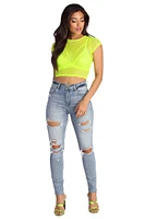 Caught Neon Mesh Top