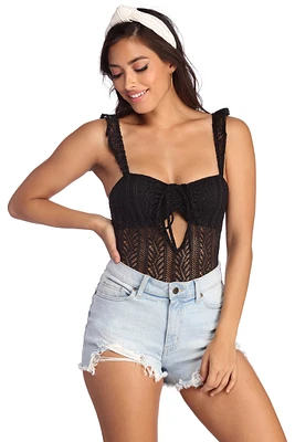 Darling Ruffle Crochet Bodysuit