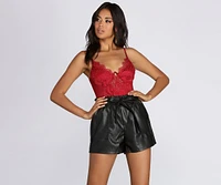 Satin Crochet Bodysuit