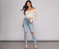 Charming Florals Smocked Crop Top