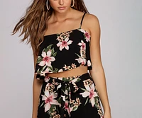 Total Tropics Ruffle Crop Top