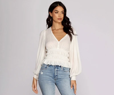 Vacay Now Smocked Waist Blouse