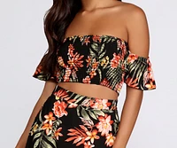 Hot Tropics Smocked Crop Top