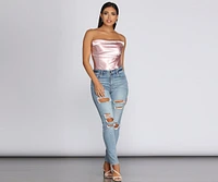 Sultry Satin Corset Crop Top