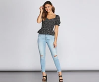 Pretty Peplum Puff Sleeve Top