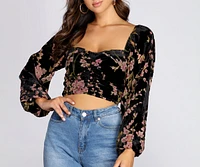 Floral Burnout Long Sleeve Blouse