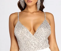 Sequin Beauty Surplice Bodysuit