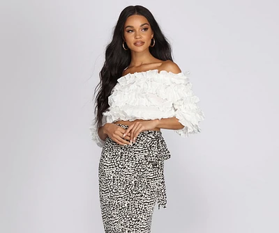 Fluttery Off The Shoulder Cropped Blouse