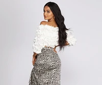 Fluttery Off The Shoulder Cropped Blouse