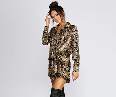 Snake Print Tie Front Tunic