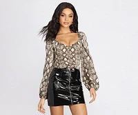 Chic Satin Snake Print Top