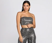 Leopard Sequin Tube Top