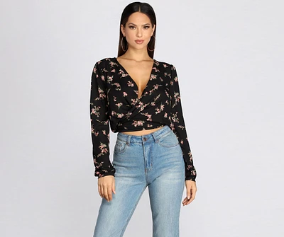 Floral Frenzy Tie Back Wrap Top