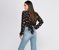 Floral Frenzy Tie Back Wrap Top