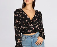 Floral Frenzy Tie Back Wrap Top