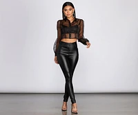 Sheer And Chic Collared Crop Top