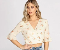 Ditsy Floral Wrap Front Top