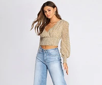 Smocked And Spotted Crop Top