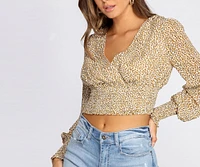 Smocked And Spotted Crop Top