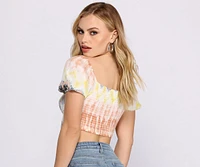 Such A Flirt Tie Dye Gauze Crop Top