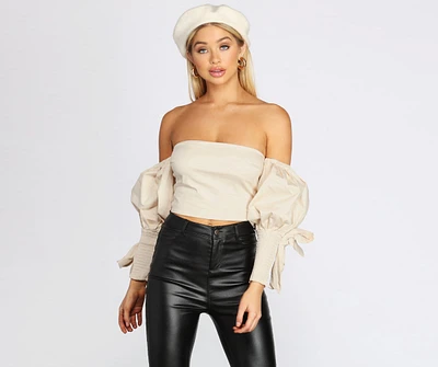 Off The Shoulder Balloon Sleeve Top