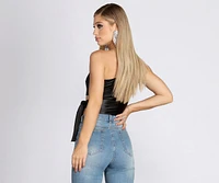 One Shoulder Satin Crop Top