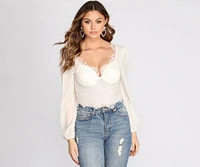 Love The Lace Chiffon Bodysuit