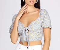 Spring Affair Puff Sleeve Crop Top