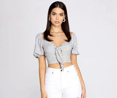 Spring Affair Puff Sleeve Crop Top