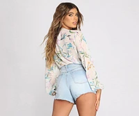 Poised Petals Floral Chiffon Bodysuit