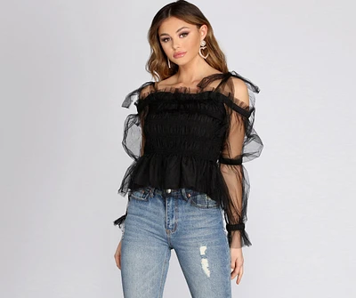 So Extra Mesh Smocked Top
