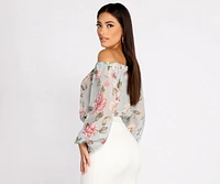 Flowy Floral Chiffon Crop Top