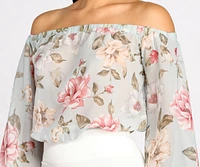 Flowy Floral Chiffon Crop Top