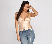 Ruched Waist Peplum Crop Top