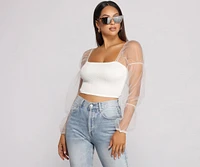 Statement Stunner Smocked Puff Sleeve Crop Top