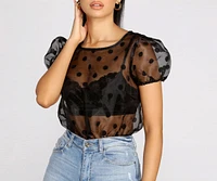 Spot On Polka Dot Organza Sleeve Bodysuit