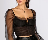 Sheer And Stylish Smocked Crop Top