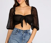 Sheer And Stylish Smocked Crop Top