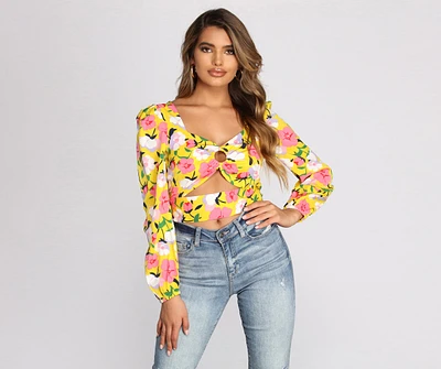Flashy Florals Cut Out Crop Top