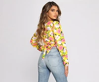 Flashy Florals Cut Out Crop Top