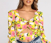 Flashy Florals Cut Out Crop Top