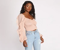 Ruffle Tease Smocked Crop Top