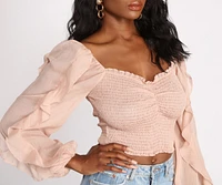 Ruffle Tease Smocked Crop Top