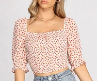 Flirtatious Florals Smocked Crop Top