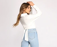 Plunge V Tie Waist Crop Top