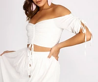 Seaside Babe Off Shoulder Crop Top